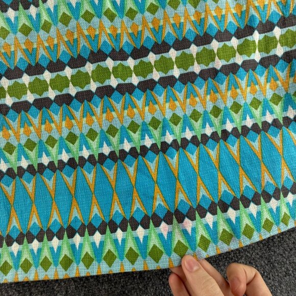 J Crew Pencil Skirt Women Green Blue Geometric Size 6 Back Zip Cotton Office - Picture 12 of 16